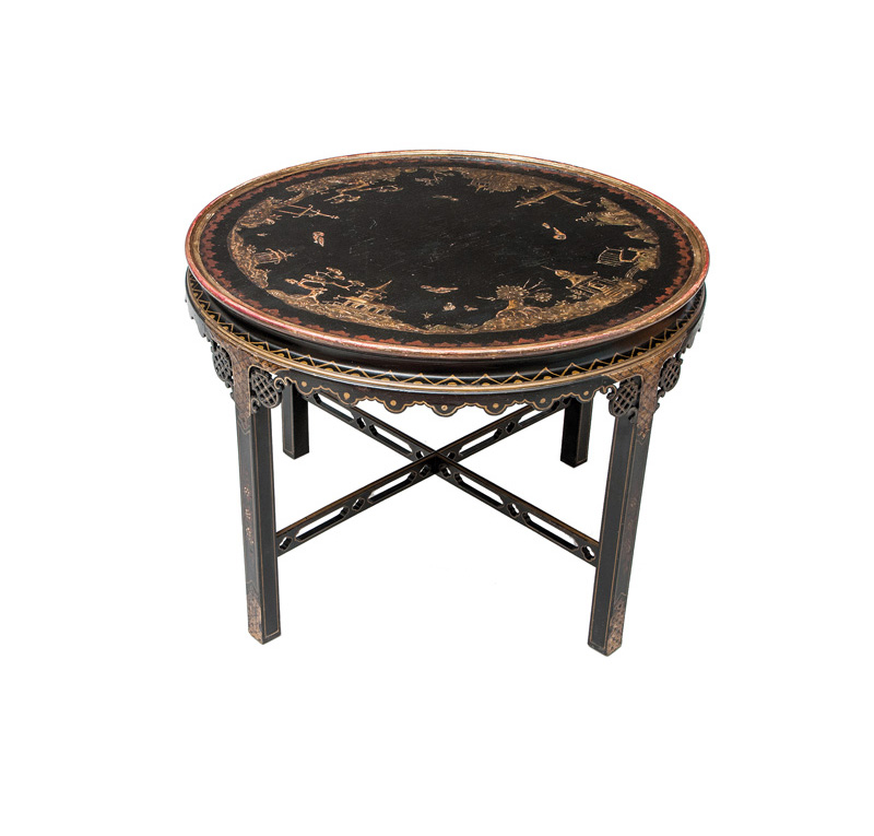 A round salon table with chinoiserie
