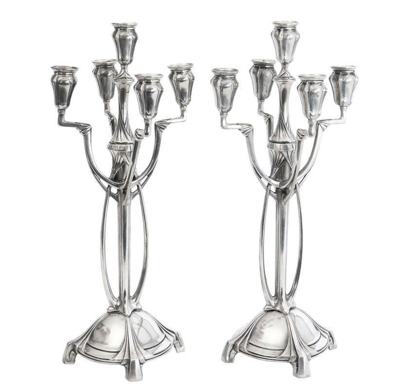 A pair of Art Nouveau candelaber