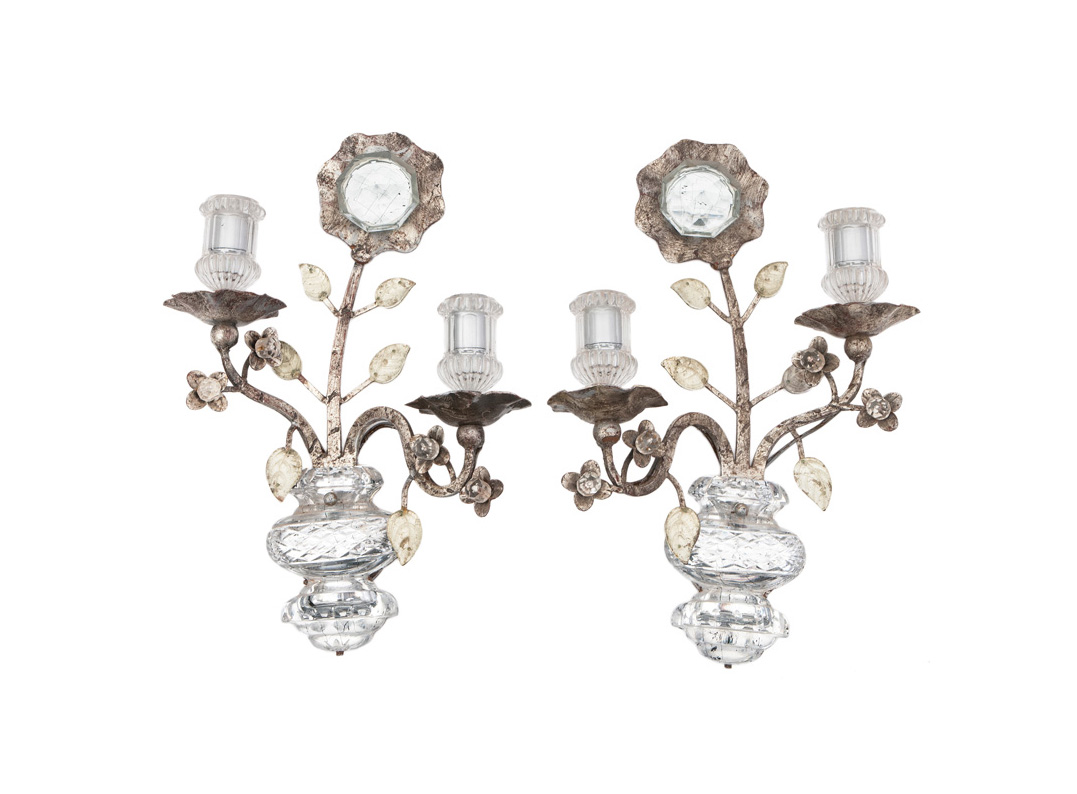 A pair of crystal glass wall decorations