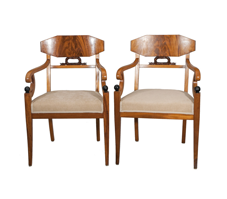 A pair of swedish Biedermeier armchairs