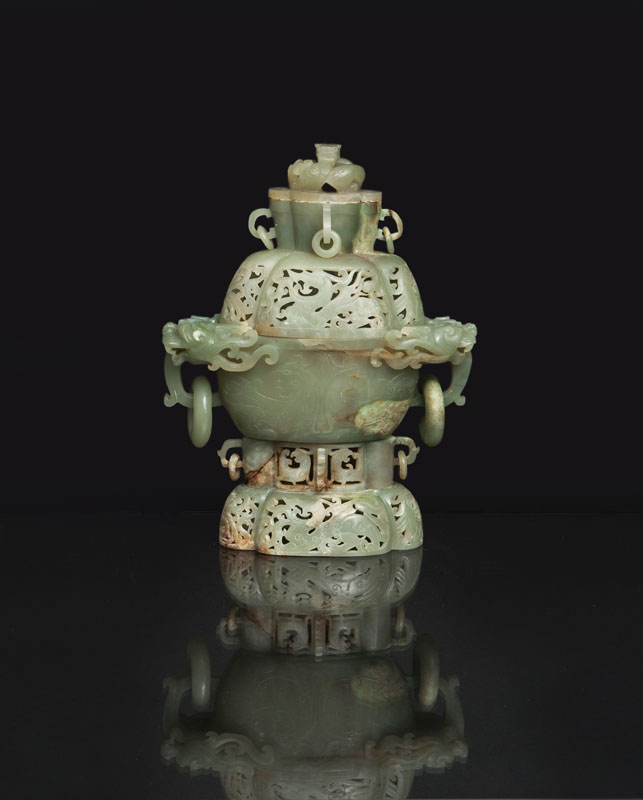 An interesting openwork jade vase