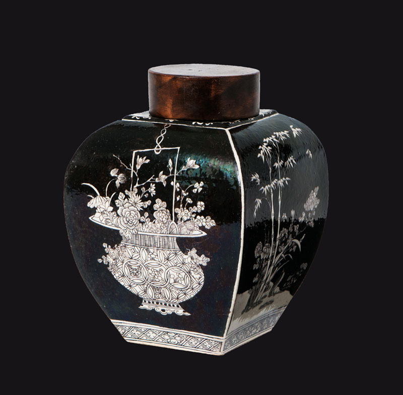 A square-cut 'Famille Noire' vase