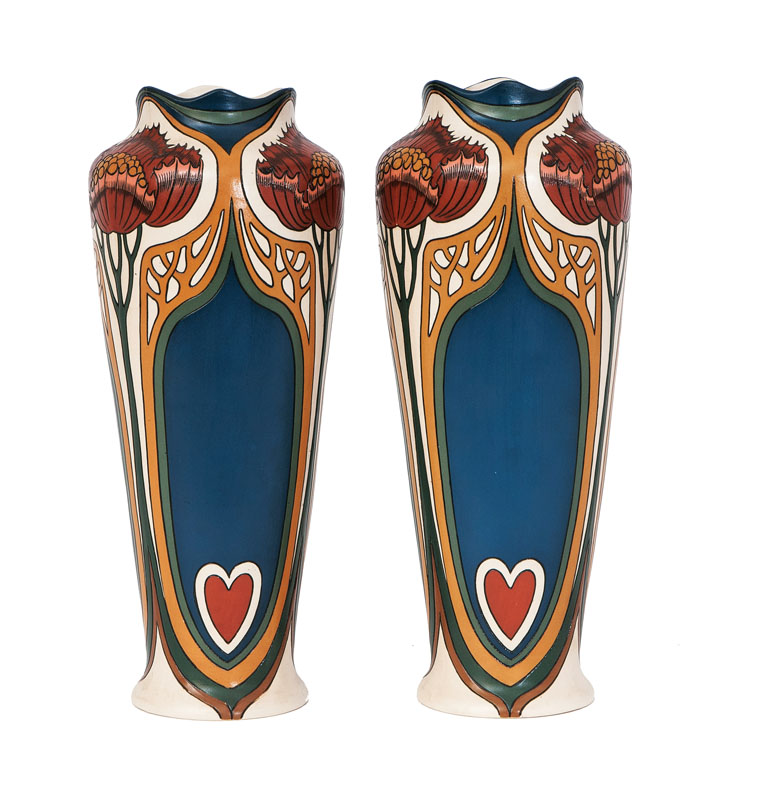 A pair of Art Nouveau vases
