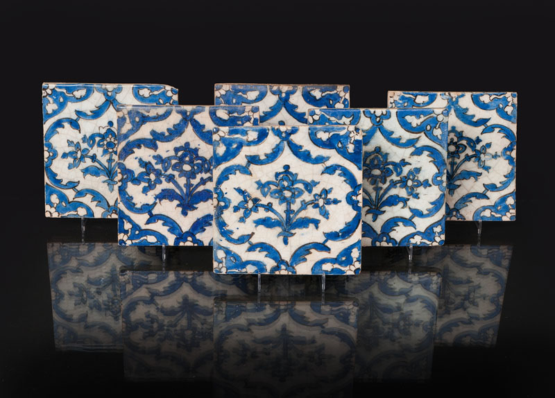 A set of 6 'Arabesque' tiles