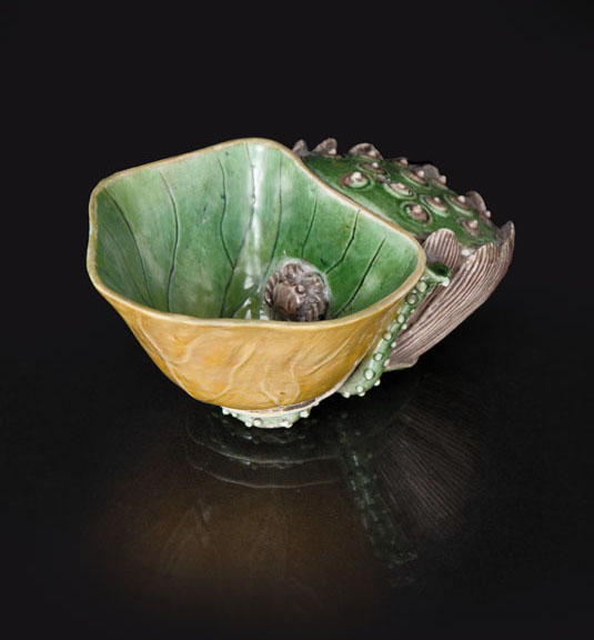 A 'Sancai' brushwasher in lotus shape
