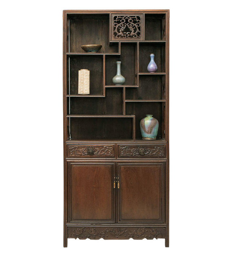 A display cabinet with ornamental decoration