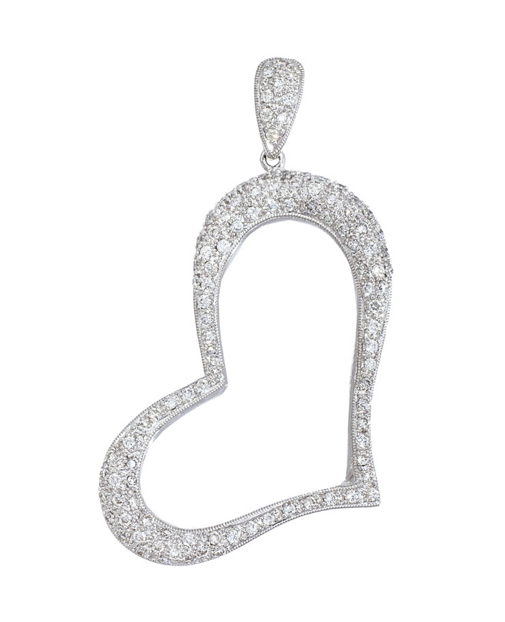 A modern, heartshaped diamond pendant
