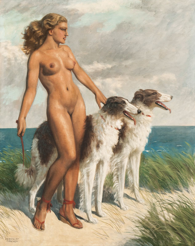 Nude with Greyhounds