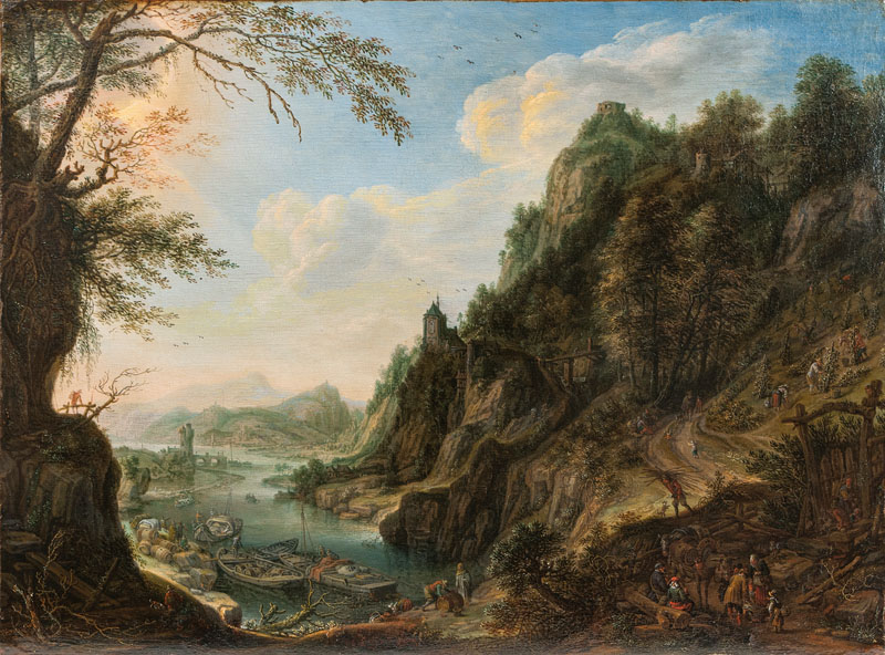 River Landscape with Merchants, Wine-Growers and Travellers