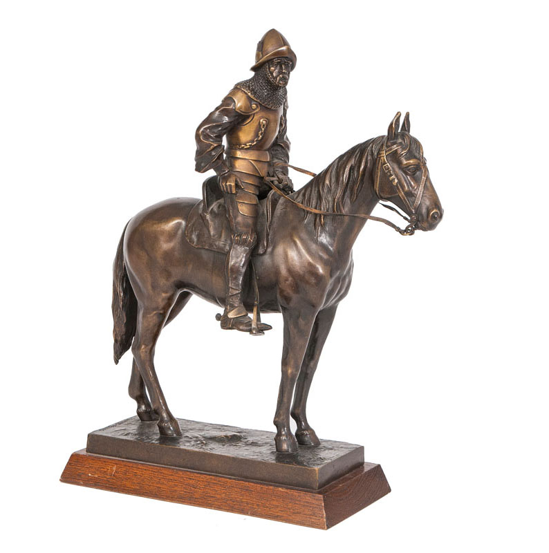 A bronze figure 'Knight on horseback'