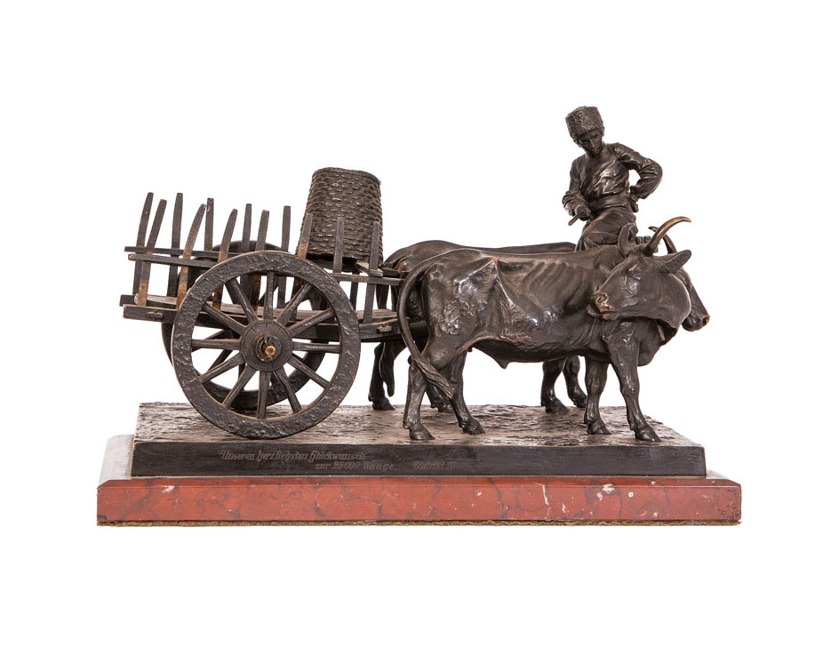 A bronze figure 'Caucasian plow'