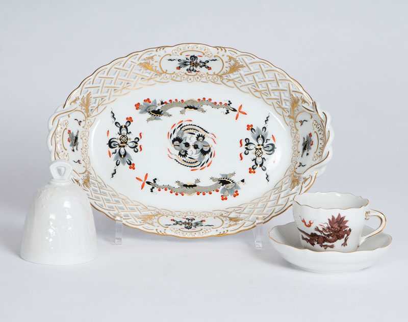 A set with cup, bell and basket