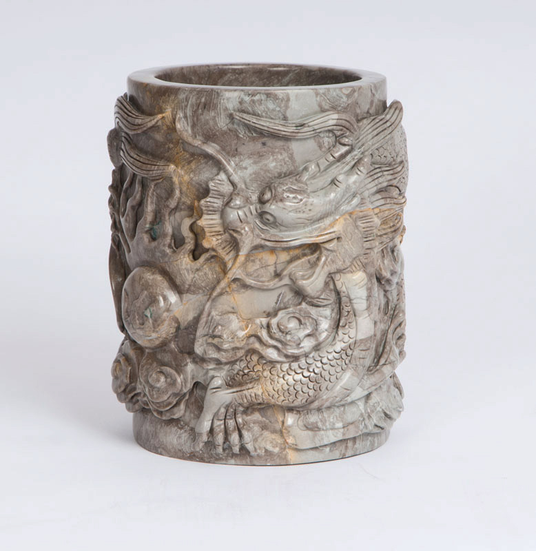 A brushpot with dragons