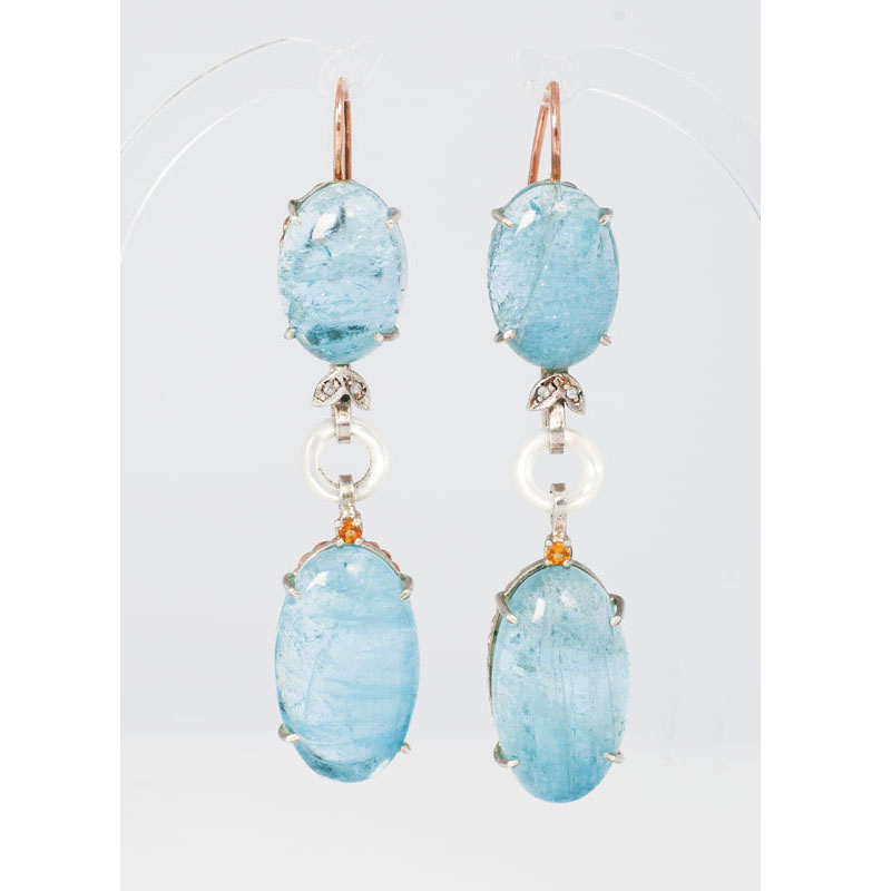 A pair of aquamarine earpendants