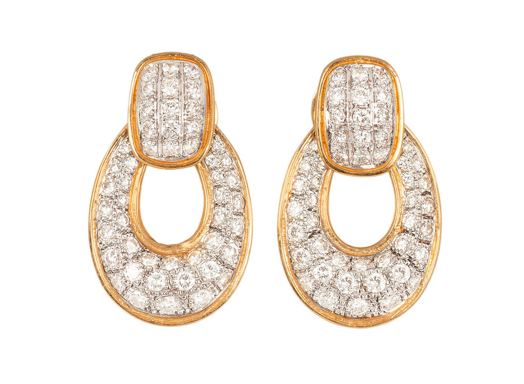 A pair of diamond earrings
