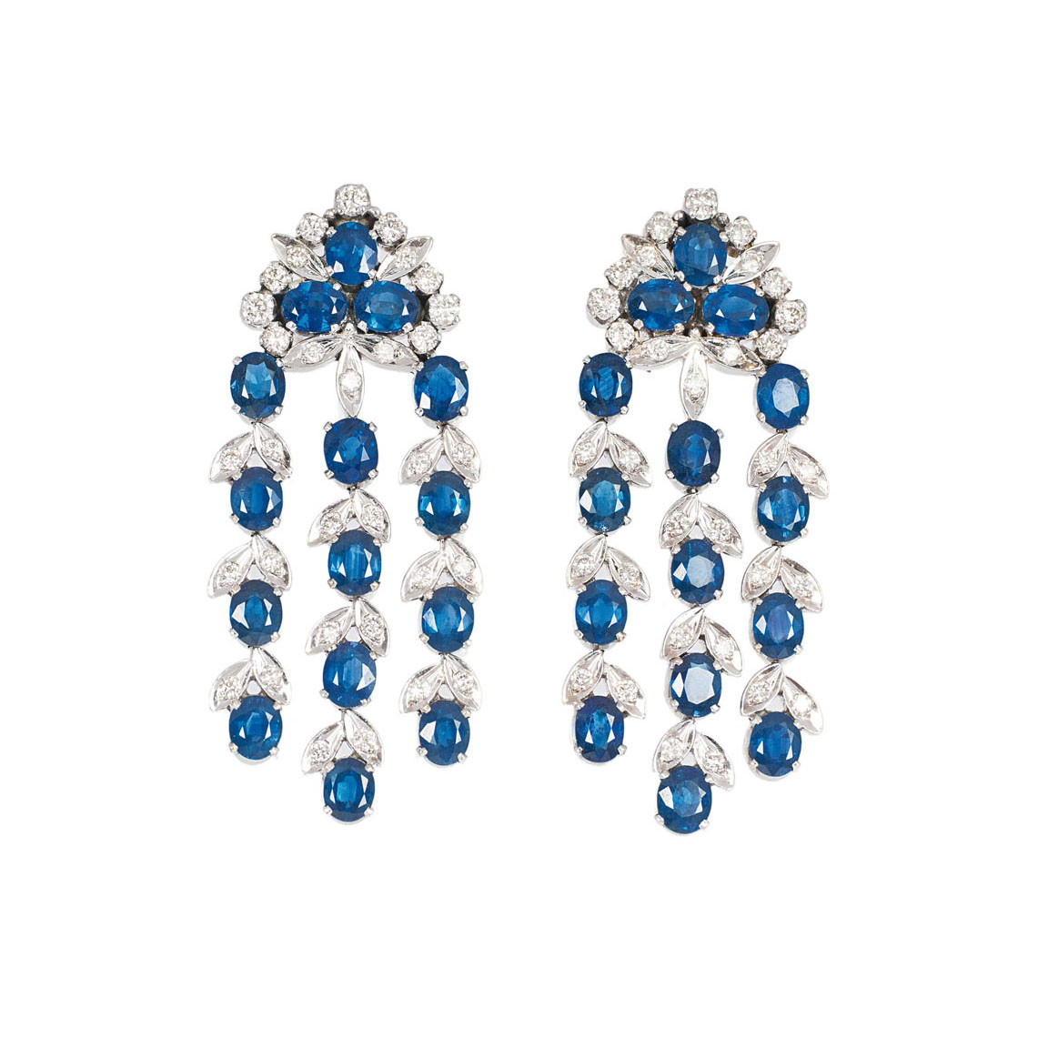 A pair of sapphire diamond earpendants