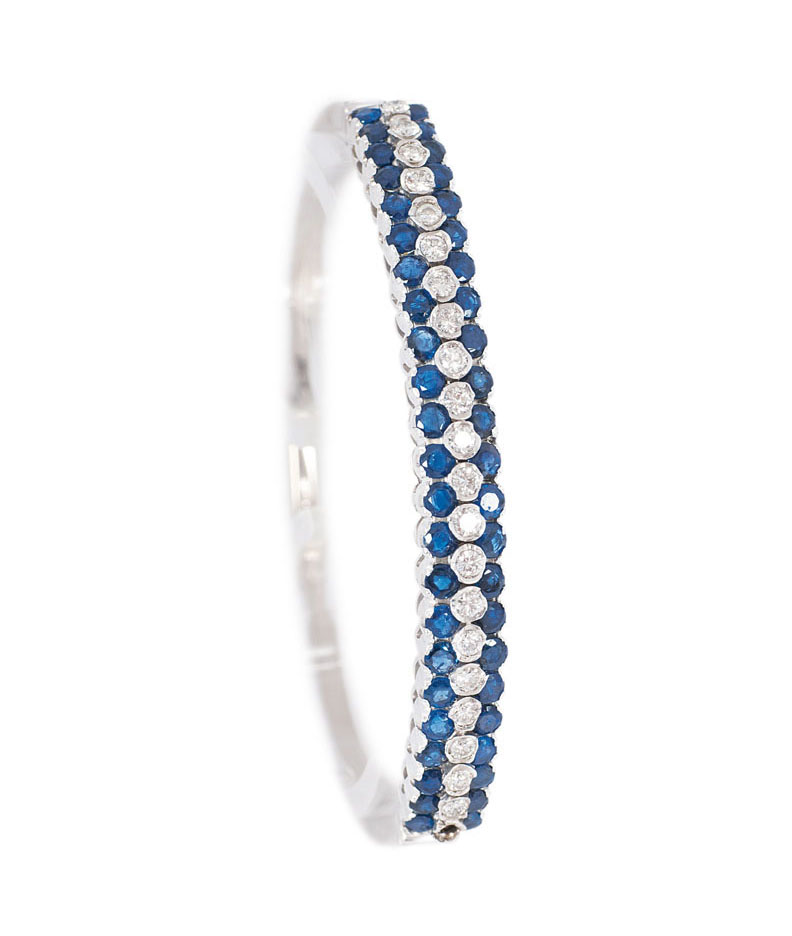 A sapphire diamond bangle bracelet