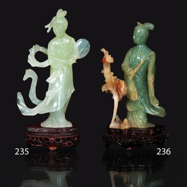 A jade-carving 'He Xiangu, the taoist immortal'