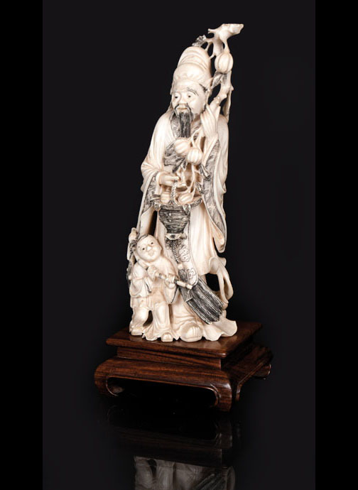 Elfenbein-Figur 'Shoulao' Elfenbein-Figur 'Shoulao'