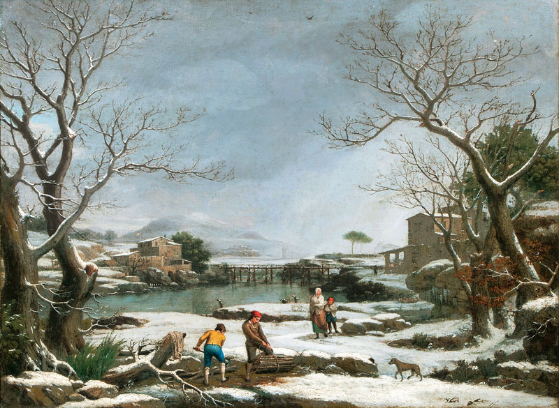 Giuseppe Baccigaluppo - Winterlandschaft mit Holzsammlern Winterlandschaft mit Holzsammlern