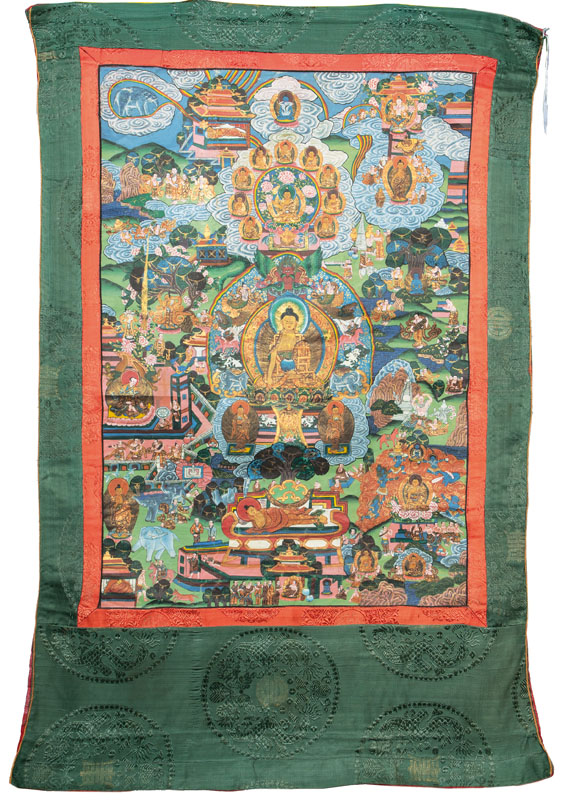 Thangka 'Leben des Buddha Shakyamuni'