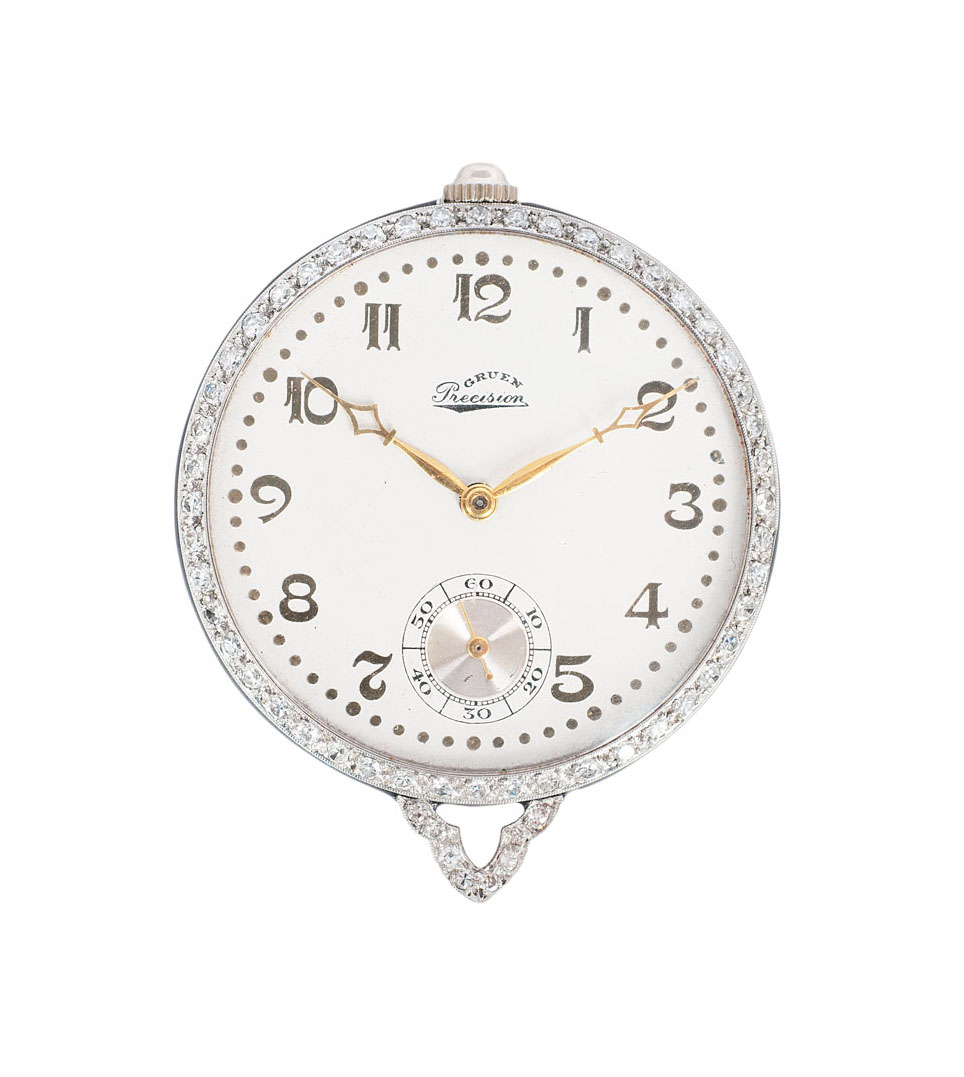 A ladie's watch as pendant 'Precision' by Gruen with diamonds