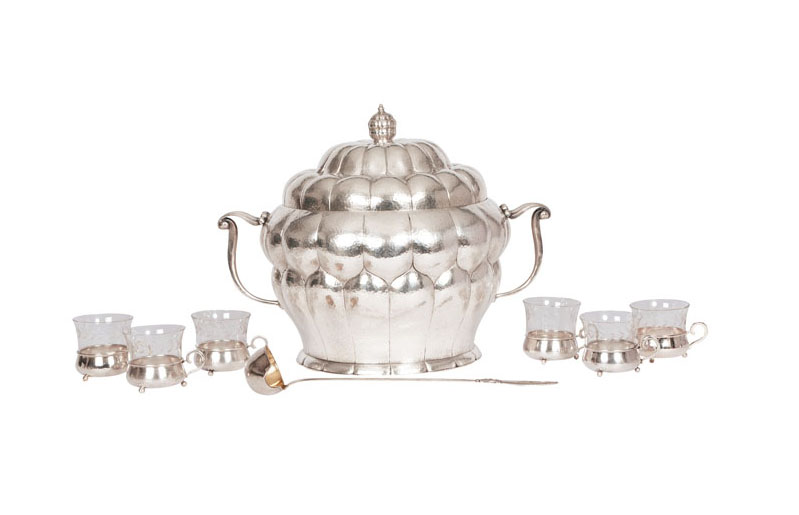 An extraordinary Art Deco punchbowl for 12 persons