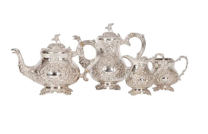 An opulent coffee and tea service of Baroque style