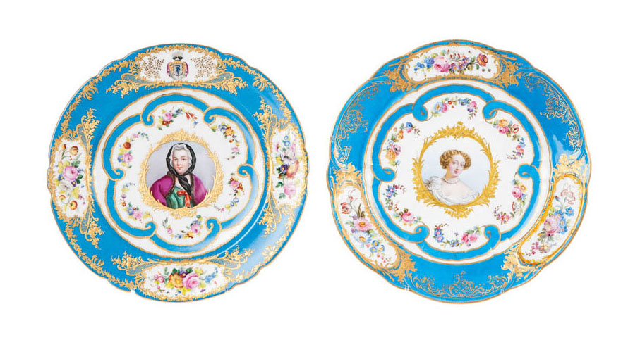 A pair of Sèvres portrait plates