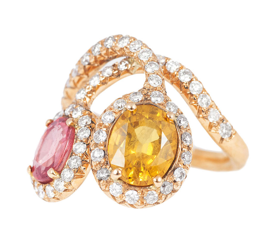 A colourful sapphire diamond ring