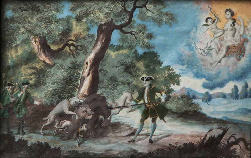 Süddeutscher Meister - Three Scenes from the Life of hunting Ladies and Gentleman Three Scenes from the Life of hunting Ladies and Gentleman