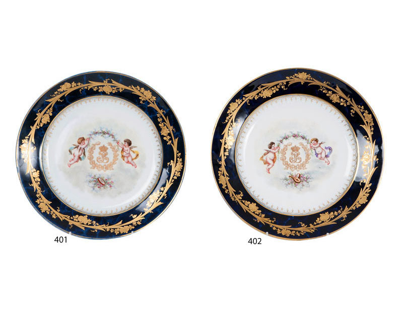 A Sèvres plate decorated with 'putti'