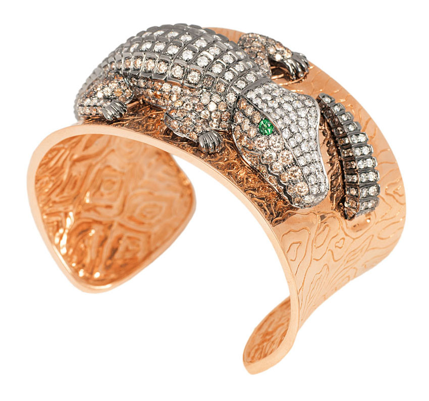 An extraordinary diamond bangle bracelet 'Crocodile'
