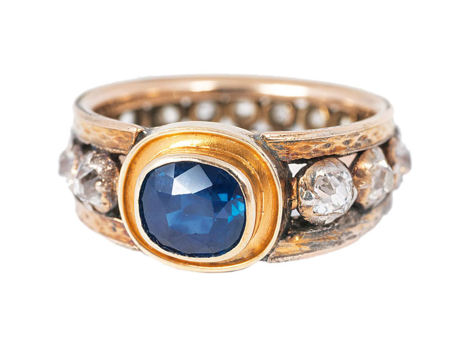 An antique sapphire diamond ring