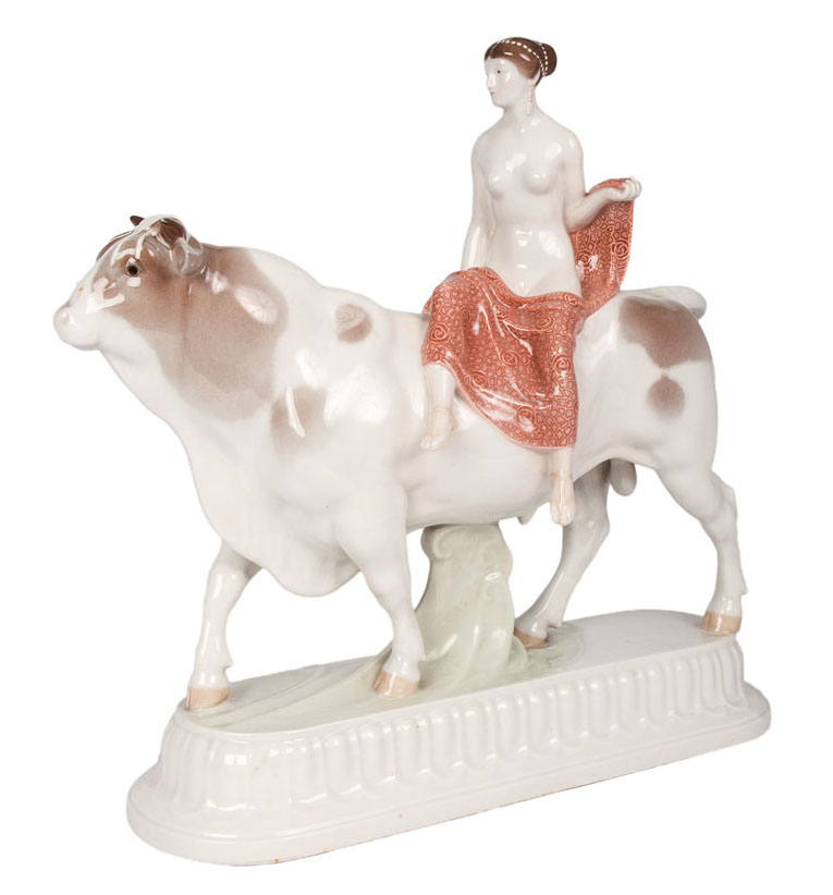 Bride as Europa riding the bull as part of the important centrepiece 'The wedding procession'