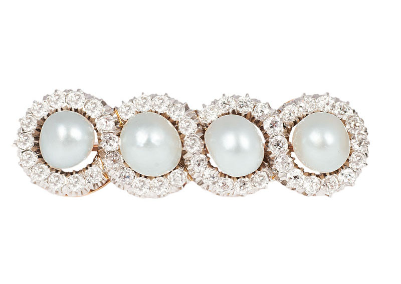 A natural pearl diamond brooch