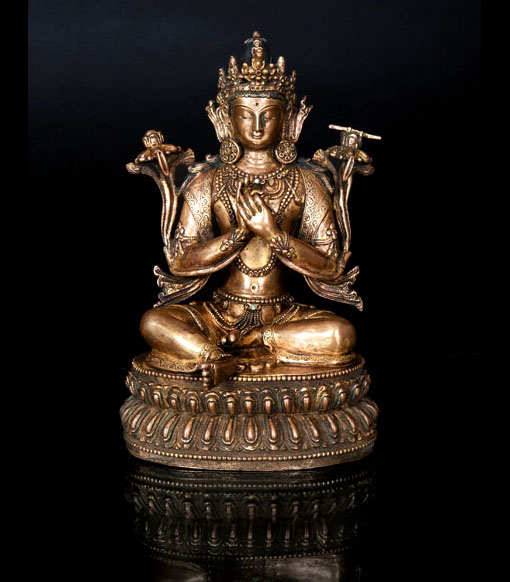 Feine Bronze-Figur 'Manjushri'