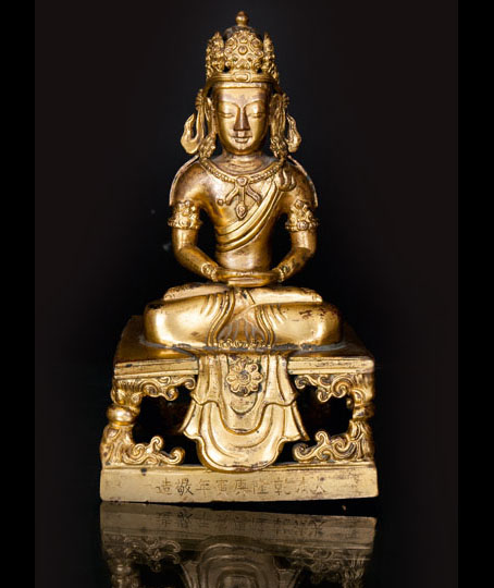 Exzellente Bronze-Figur 'Amitayus'