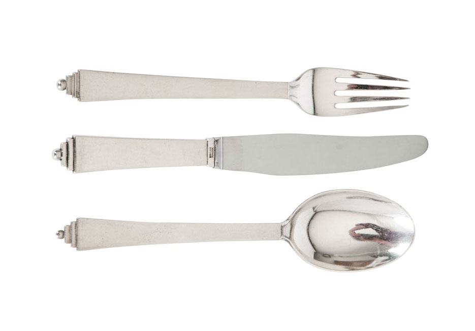 A Georg Jensen dinner cutlery 'Pyramide' for 12 persons