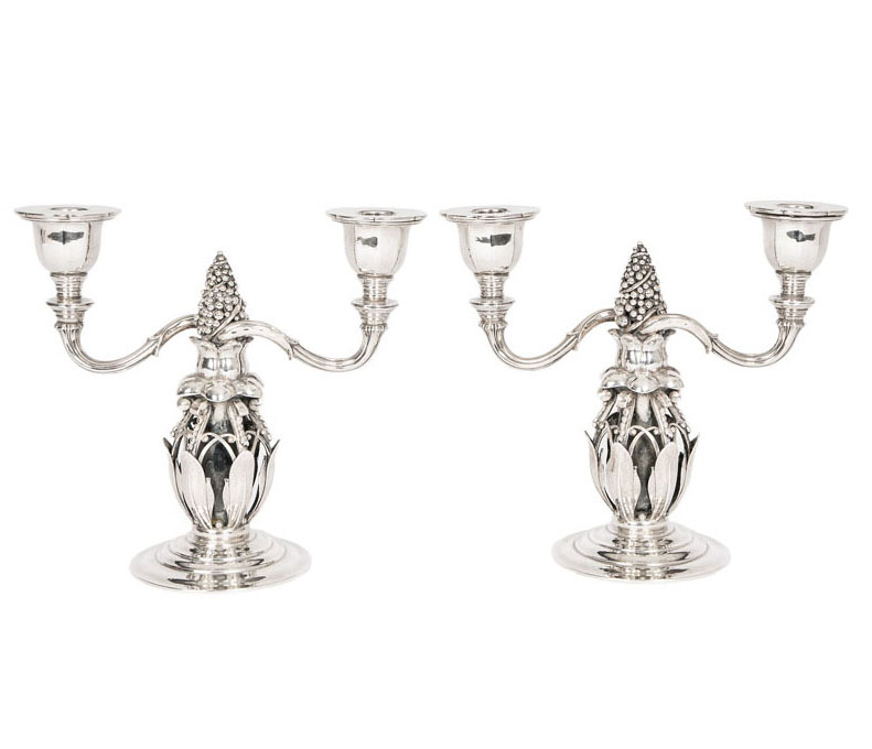 An early pair of Art Deco candelabra