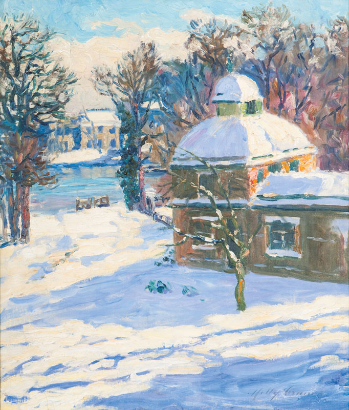 Garden by the Alster River in Winter