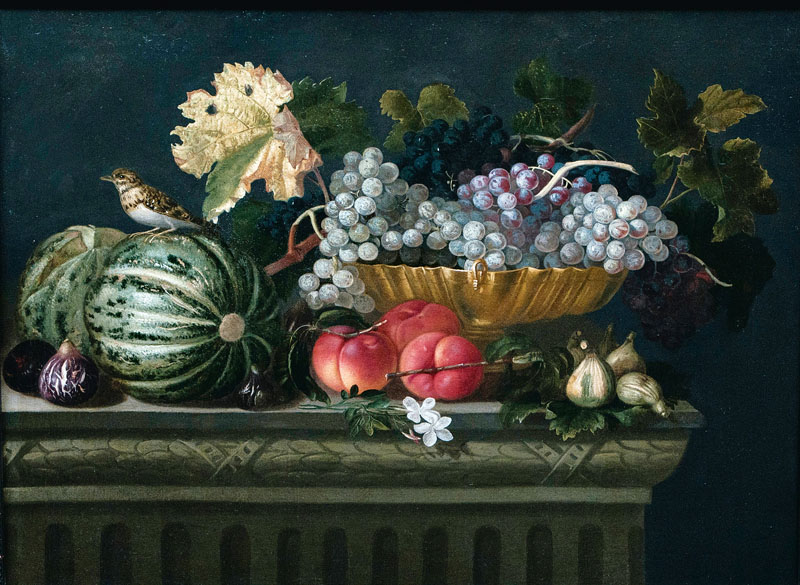 Still Life with Fruits and a Bird on a Pedestal