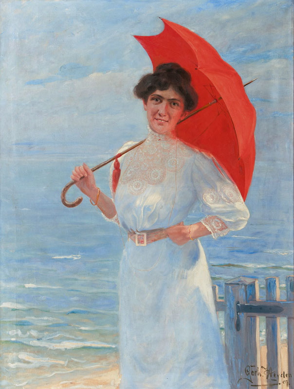 Gerard van der Heyden - The red Parasol The red Parasol