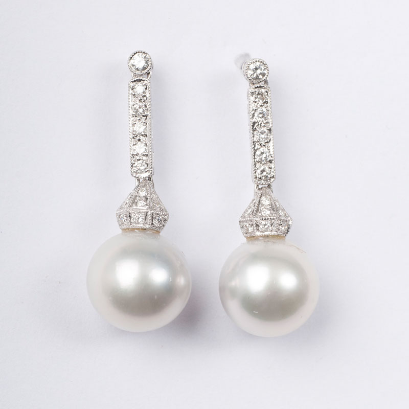 Paar Perlen-Brillant-Ohrhänger