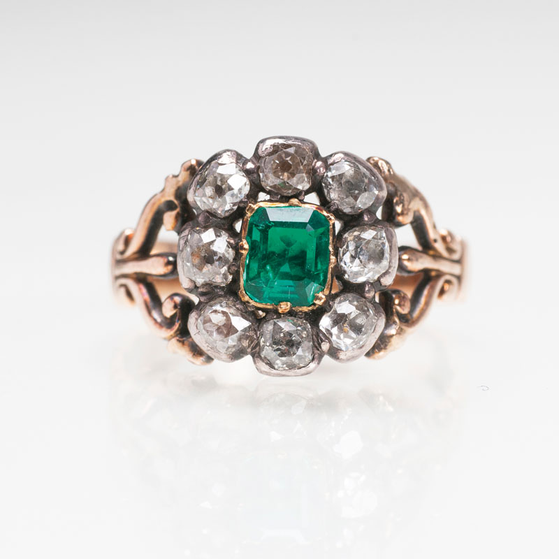 A Georgian emerald diamond ring