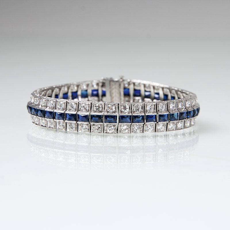Hochkarätiges Art-Déco-Saphir-Diamant-Armband