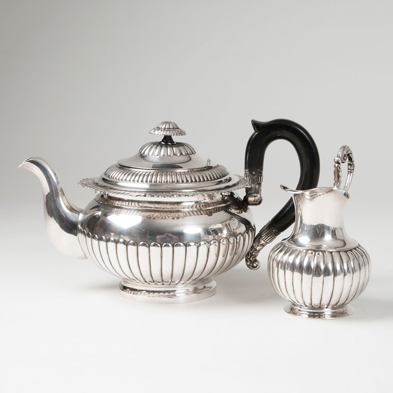 A Biedermeier teapot with small pot