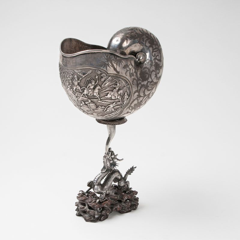 A magnificent silver nautilus cup