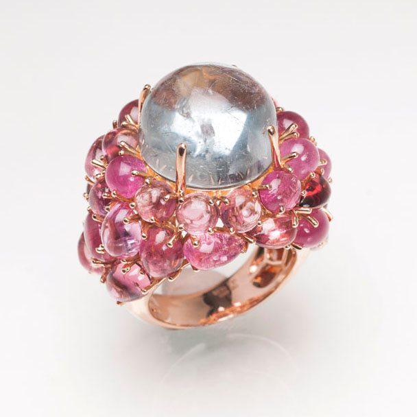 A large aquamarine tourmaline ring A large aquamarine tourmaline ring