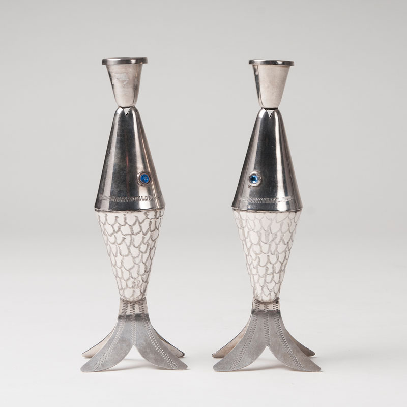 A pair of candlesticks 'Fish'